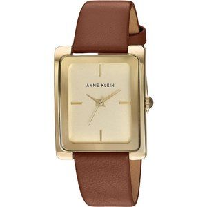 Women's Gold Tone Leather Strap Water Resistant Quartz Movement Watch